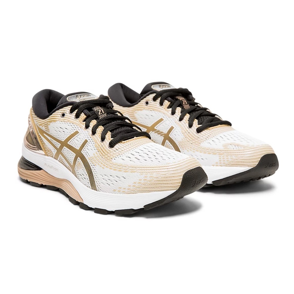 Asics Women's Sneakers in White and Gold